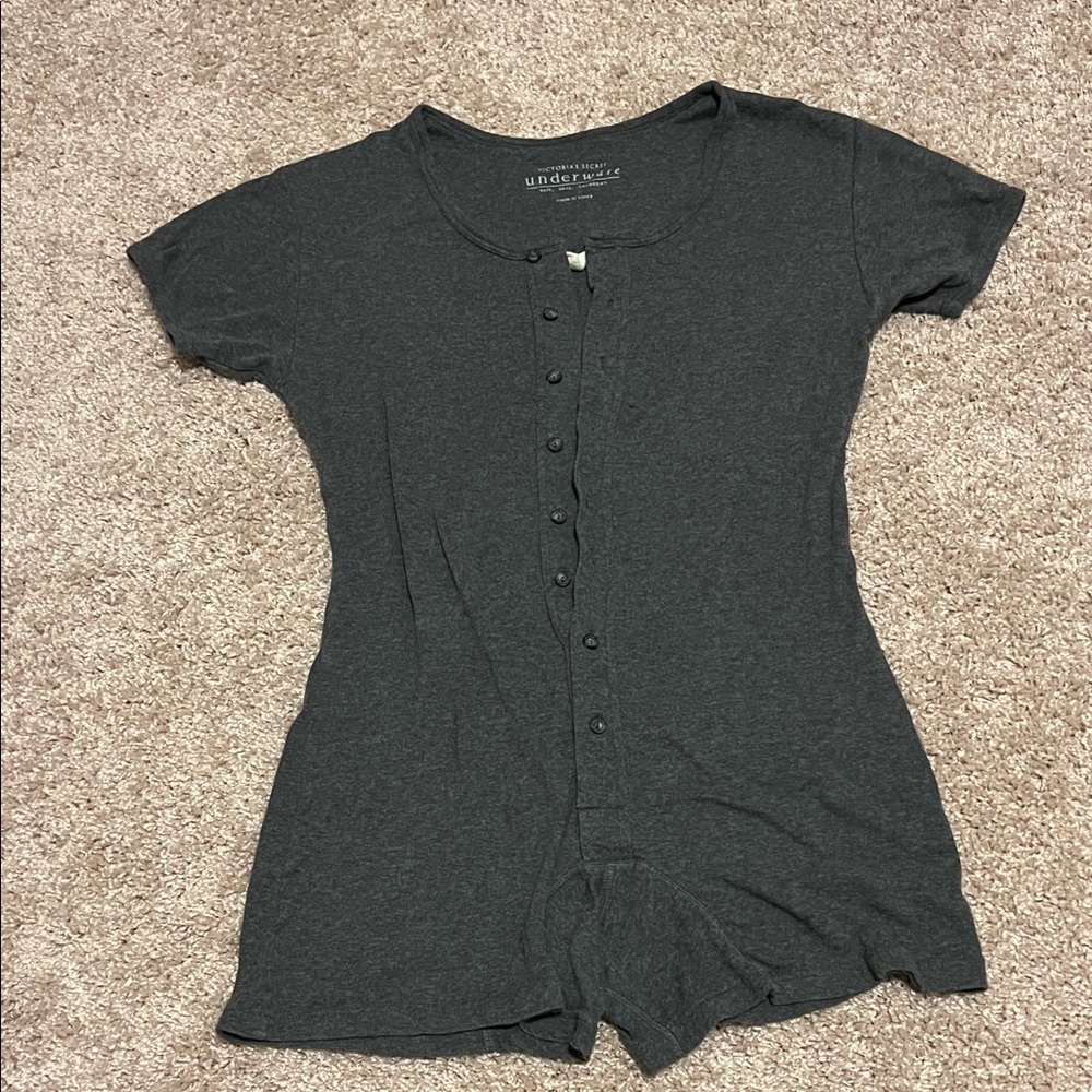 VS Dark Gray Button-Up Romper